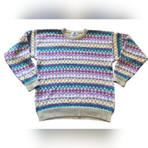 English Sports Shop Bermuda Sweater Mens Medium Pastel Diamond Cotton Geometric